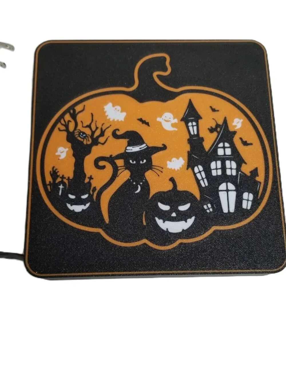 Halloween LED Pumpkin Light Box Remote Color Changing Cat Haunted House Decor